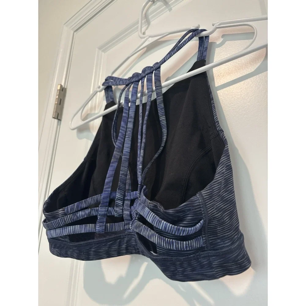 Lululemon Women Size 6 Small Sports‎ Bra Blue High Neck Slide With Me Strappy